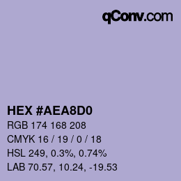 Color code: HEX #AEA8D0 | qconv.com