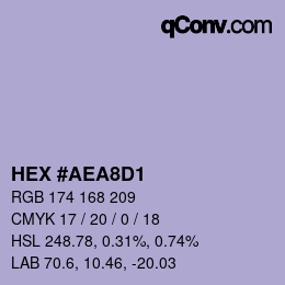 カラーコード: HEX #AEA8D1 | qconv.com