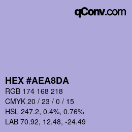 カラーコード: HEX #AEA8DA | qconv.com