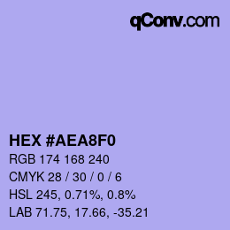 颜色代码: HEX #AEA8F0 | qconv.com