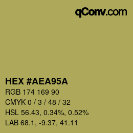カラーコード: HEX #AEA95A | qconv.com
