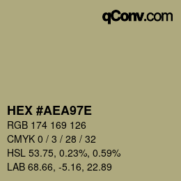 Color code: HEX #AEA97E | qconv.com