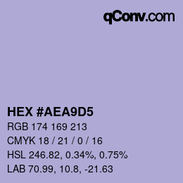 颜色代码: HEX #AEA9D5 | qconv.com