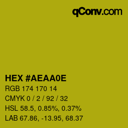 Color code: HEX #AEAA0E | qconv.com