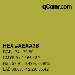 Color code: HEX #AEAA3B | qconv.com