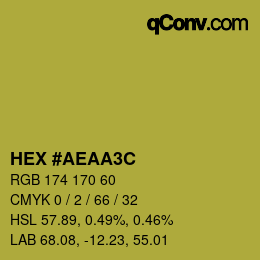 カラーコード: HEX #AEAA3C | qconv.com