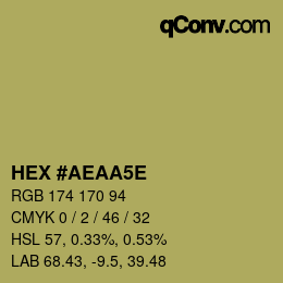カラーコード: HEX #AEAA5E | qconv.com