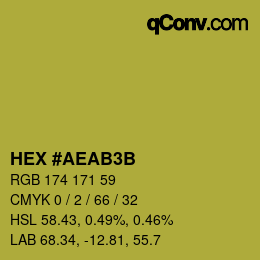 Color code: HEX #AEAB3B | qconv.com