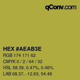 Color code: HEX #AEAB3E | qconv.com