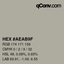カラーコード: HEX #AEAB9F | qconv.com