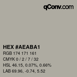 カラーコード: HEX #AEABA1 | qconv.com