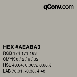 カラーコード: HEX #AEABA3 | qconv.com