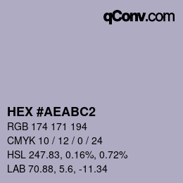 颜色代码: HEX #AEABC2 | qconv.com
