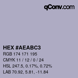 Color code: HEX #AEABC3 | qconv.com