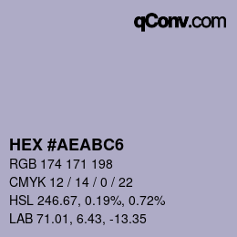 Code couleur: HEX #AEABC6 | qconv.com