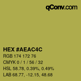 Color code: HEX #AEAC4C | qconv.com