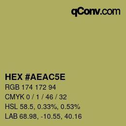 カラーコード: HEX #AEAC5E | qconv.com