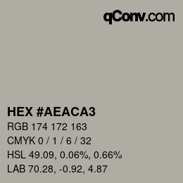 カラーコード: HEX #AEACA3 | qconv.com