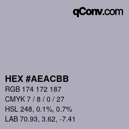 Código de color: HEX #AEACBB | qconv.com