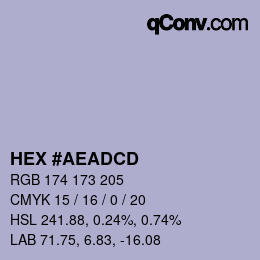 Farbcode: HEX #AEADCD | qconv.com