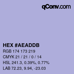颜色代码: HEX #AEADDB | qconv.com