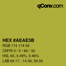 Color code: HEX #AEAE3B | qconv.com
