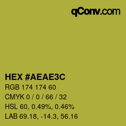 Color code: HEX #AEAE3C | qconv.com