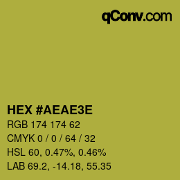 Color code: HEX #AEAE3E | qconv.com