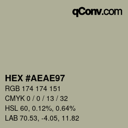 Color code: HEX #AEAE97 | qconv.com