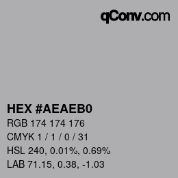 Color code: HEX #AEAEB0 | qconv.com