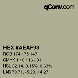 颜色代码: HEX #AEAF93 | qconv.com