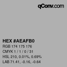 Color code: HEX #AEAFB0 | qconv.com