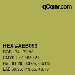 カラーコード: HEX #AEB053 | qconv.com
