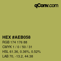 カラーコード: HEX #AEB058 | qconv.com