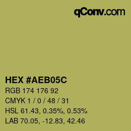 カラーコード: HEX #AEB05C | qconv.com