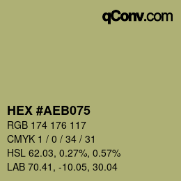 カラーコード: HEX #AEB075 | qconv.com