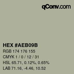 Color code: HEX #AEB09B | qconv.com