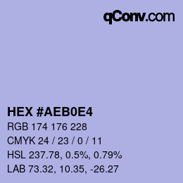 Color code: HEX #AEB0E4 | qconv.com