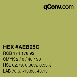 カラーコード: HEX #AEB25C | qconv.com