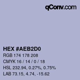 カラーコード: HEX #AEB2D0 | qconv.com