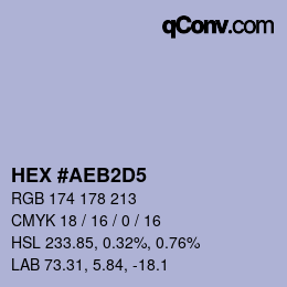 Código de color: HEX #AEB2D5 | qconv.com