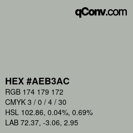 Color code: HEX #AEB3AC | qconv.com