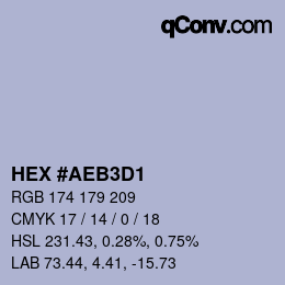 颜色代码: HEX #AEB3D1 | qconv.com