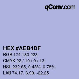 Color code: HEX #AEB4DF | qconv.com