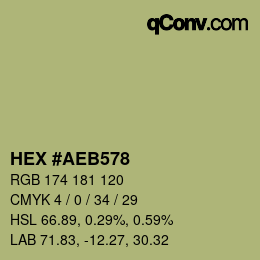 Farbcode: HEX #AEB578 | qconv.com