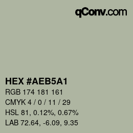 颜色代码: HEX #AEB5A1 | qconv.com