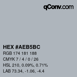 Color code: HEX #AEB5BC | qconv.com