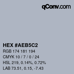 颜色代码: HEX #AEB5C2 | qconv.com