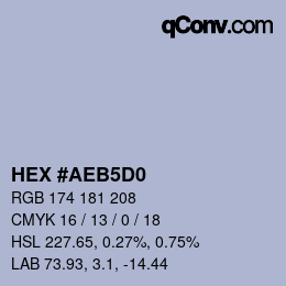 Color code: HEX #AEB5D0 | qconv.com