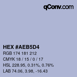 Color code: HEX #AEB5D4 | qconv.com